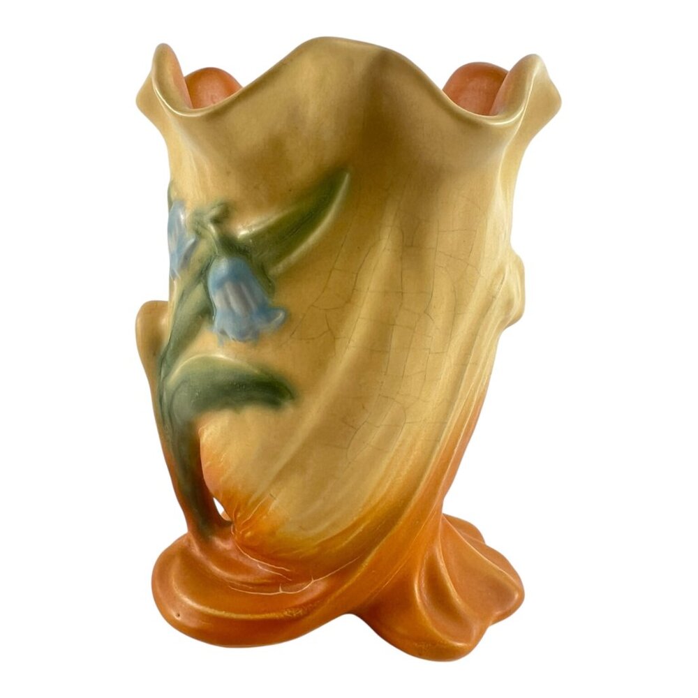 Vintage Arts and Crafts Weller Pottery Brown Orange Roba Bluebell Vase R3 - Picture 3 of 7